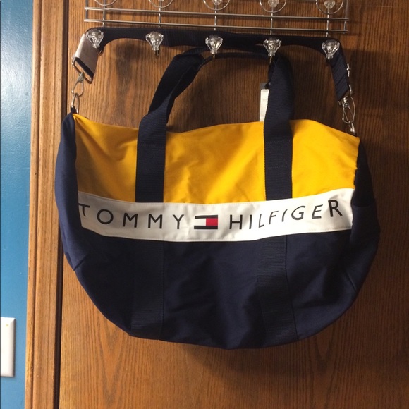 tommy hilfiger yellow duffle bag